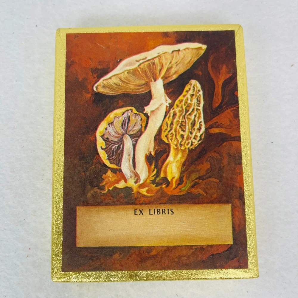 Vintage Antioch Bookplate Company Mushroom Ex Libris Book Plates Boxed Set USA
